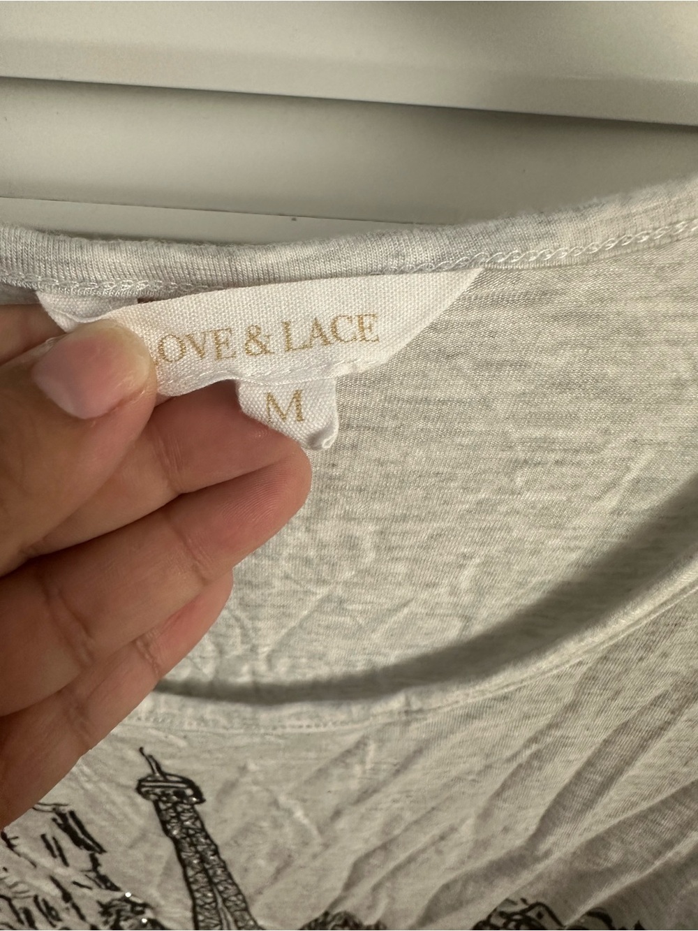 Love & Lace Grey Paris Theme Top Size M - Picture 5 of 5